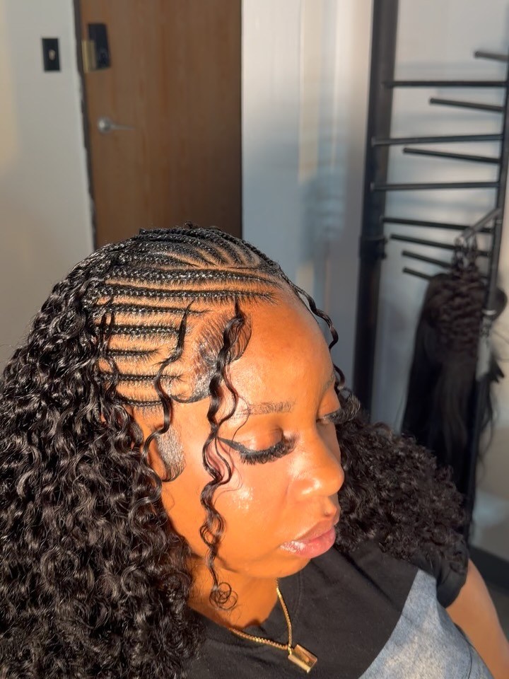 Flipover French curl tribals by Braids by Kura